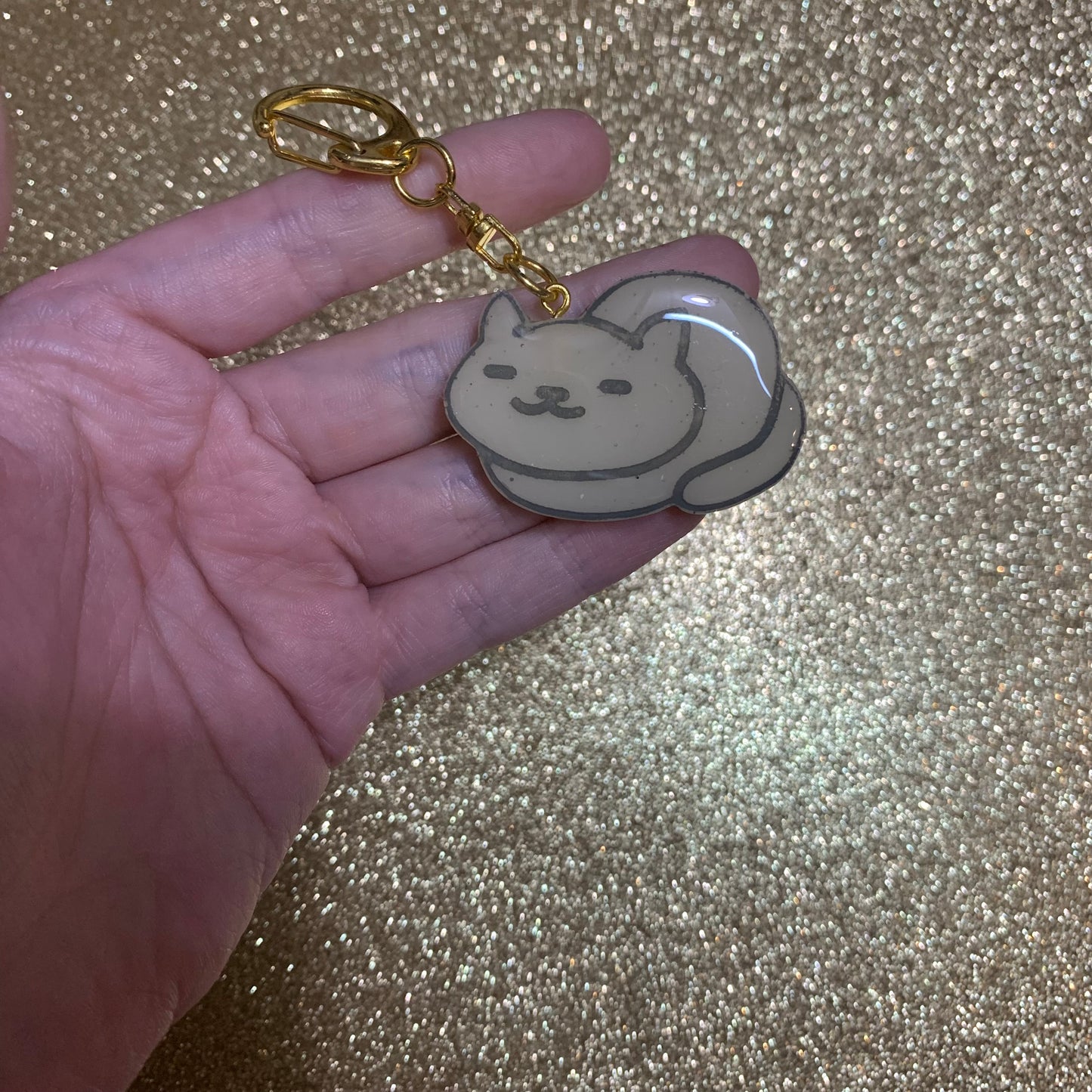 Gray kitty keychain