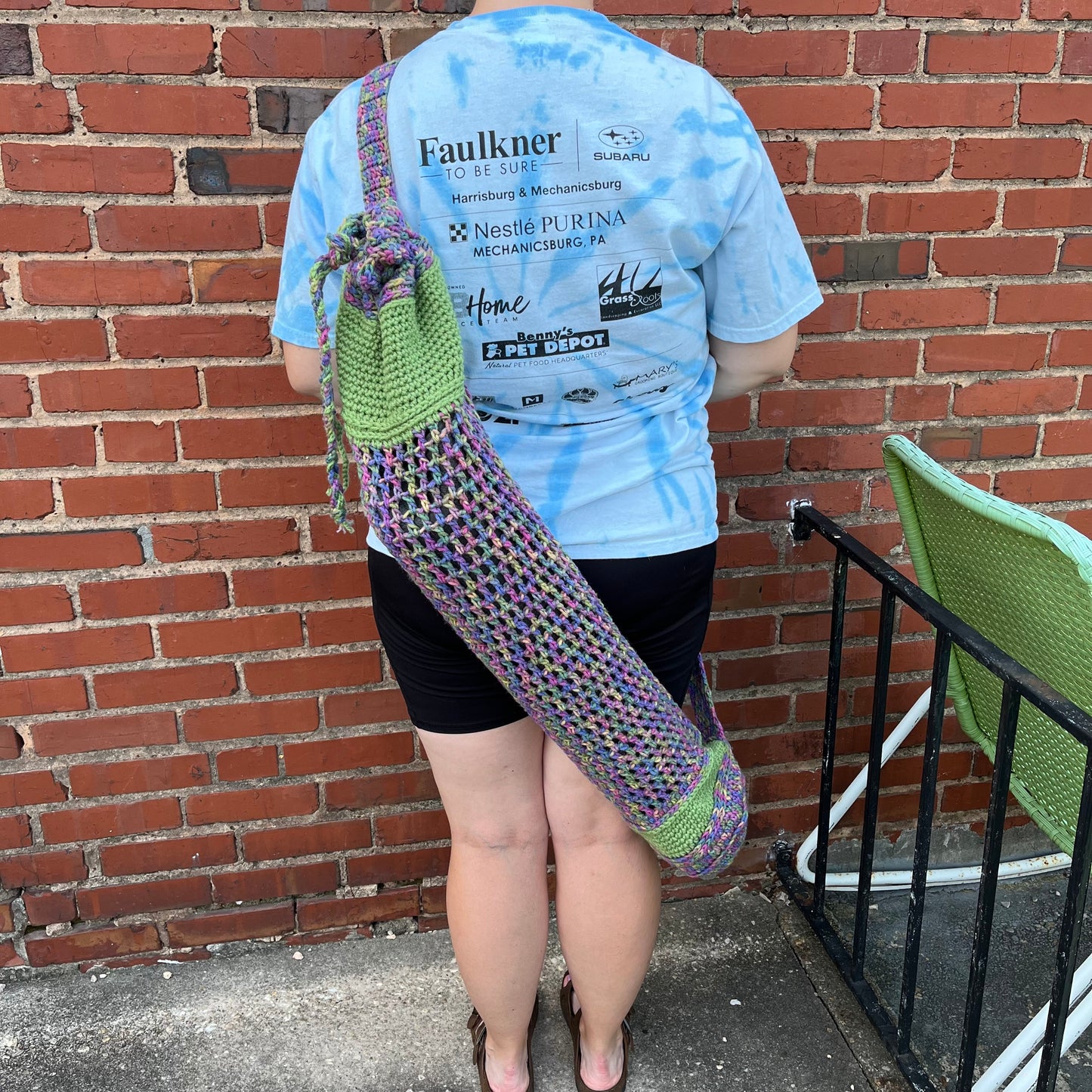 Green and rainbow Yoga bag