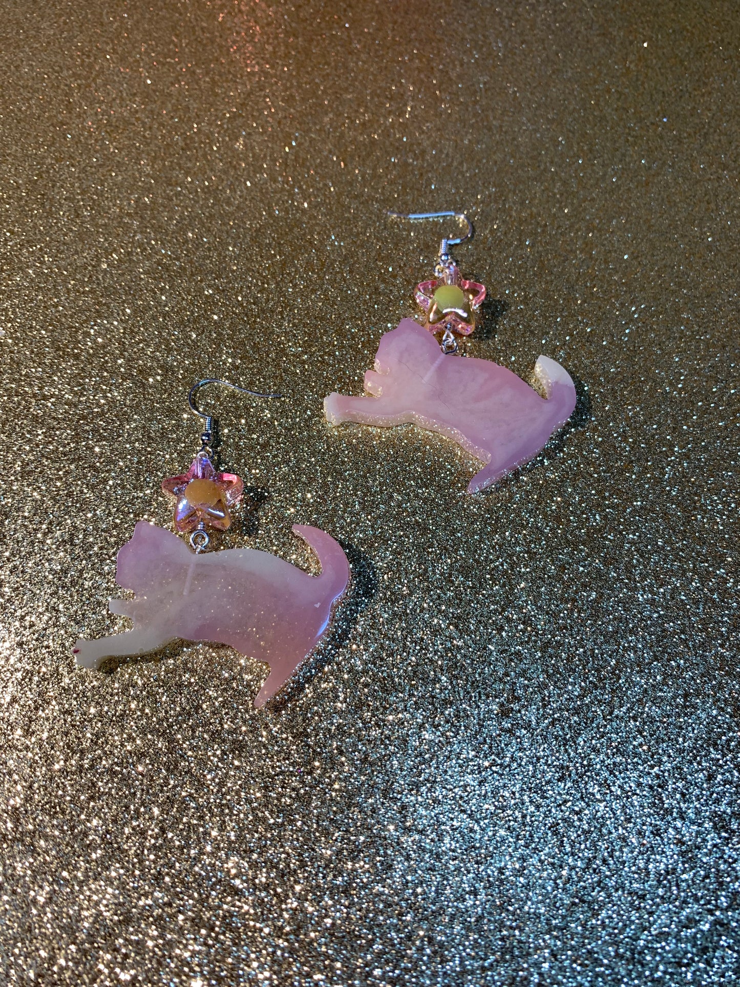 Light pink cat earrings