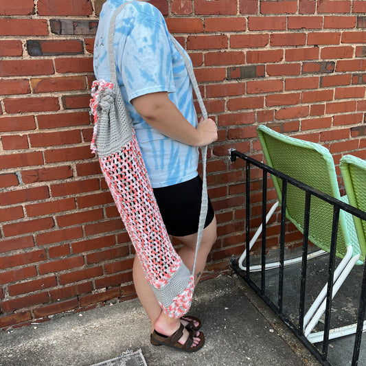 Pink and gray yoga bag