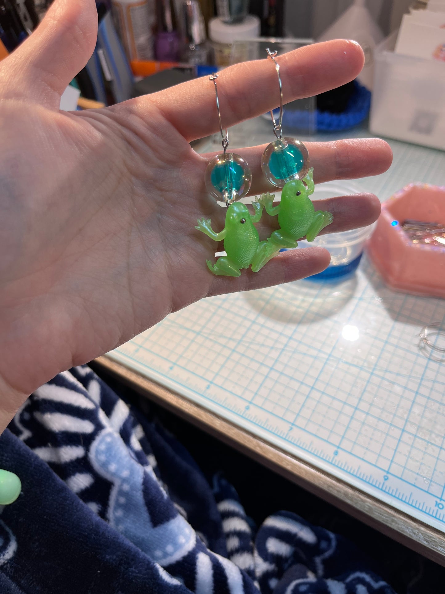 90s Jelly green frogs hoops