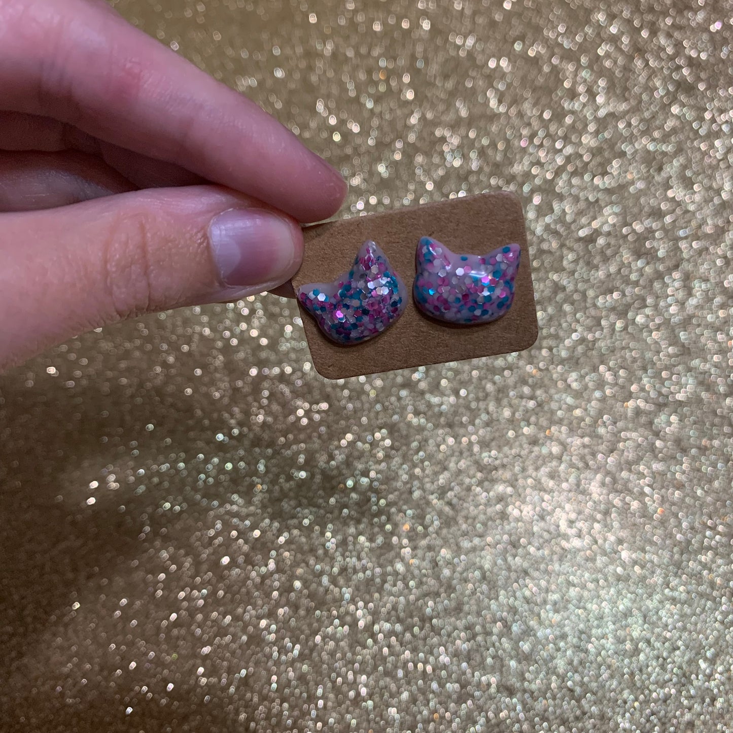 Rainbow cat head studs