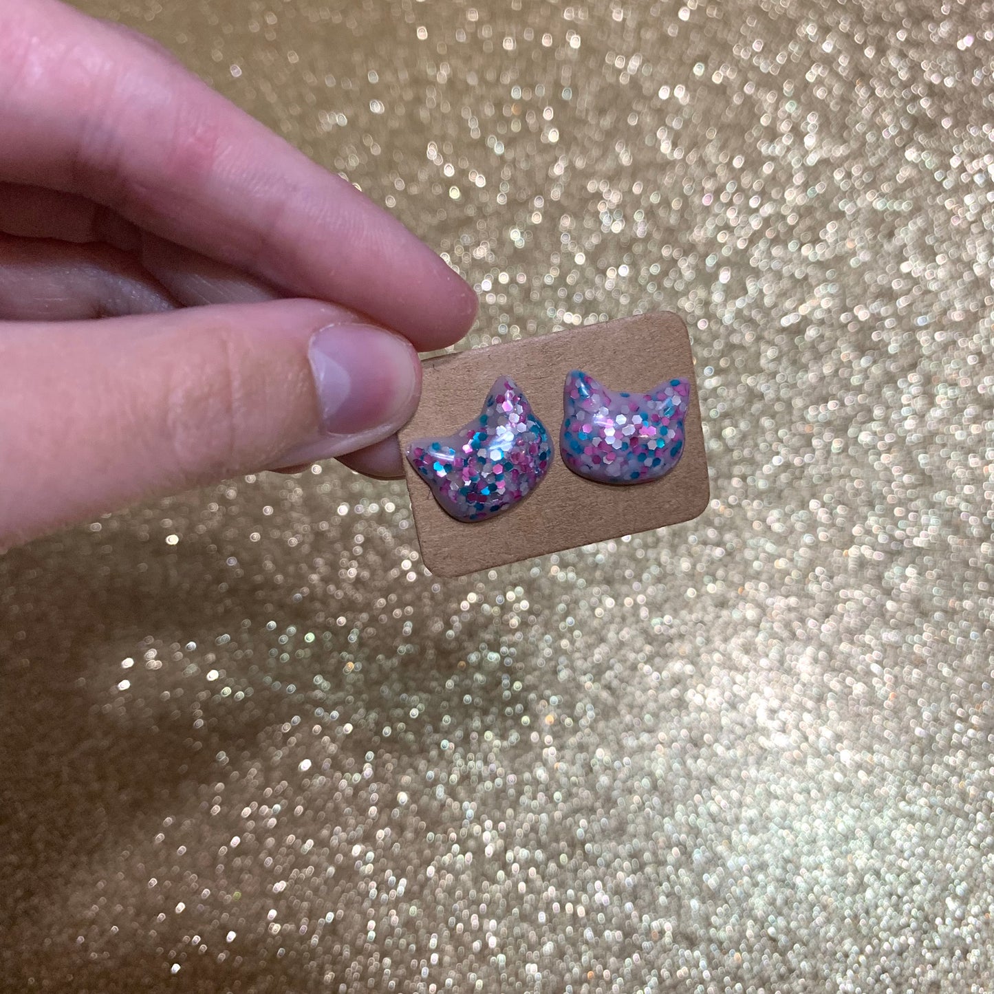 Rainbow cat head studs