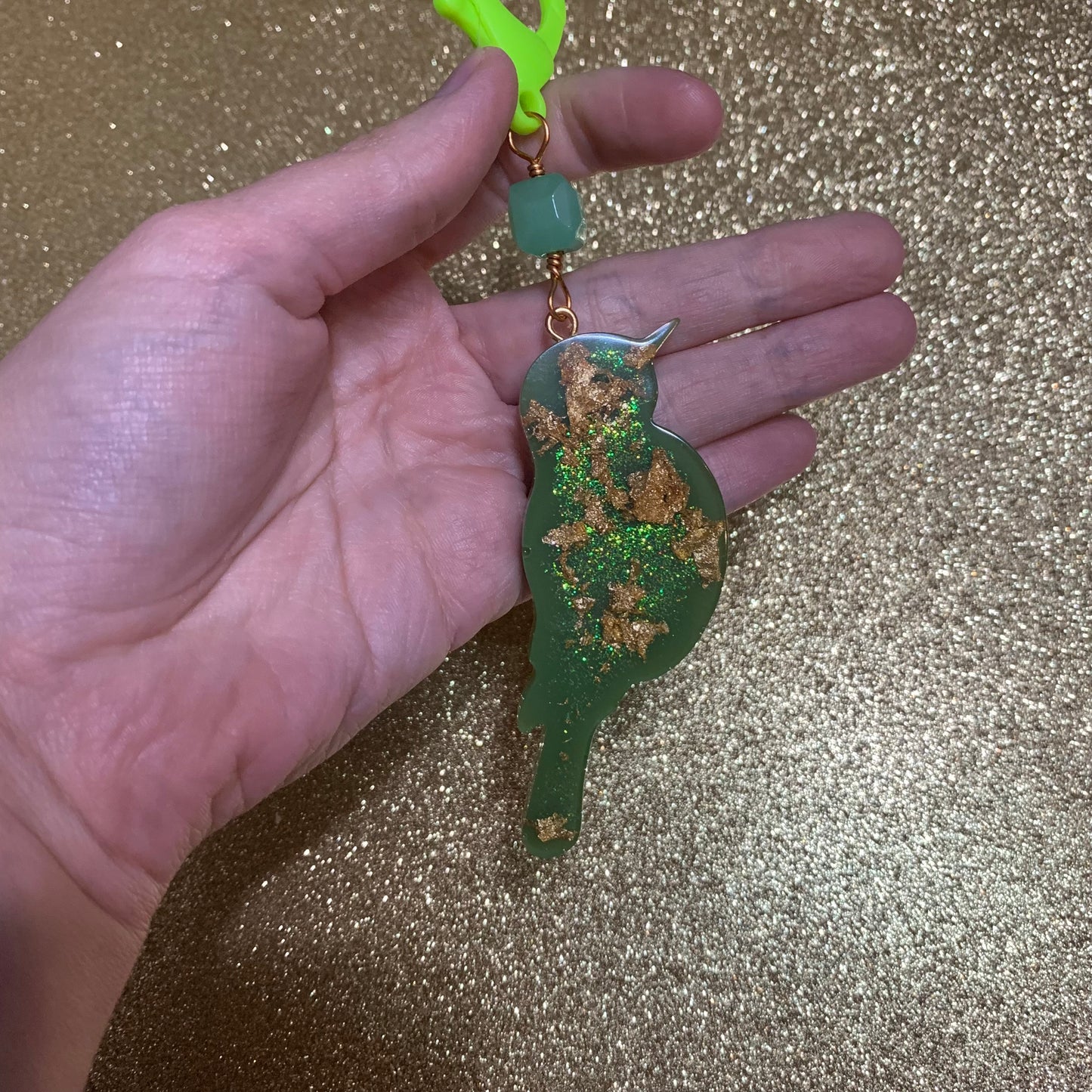 Green birdie keychain