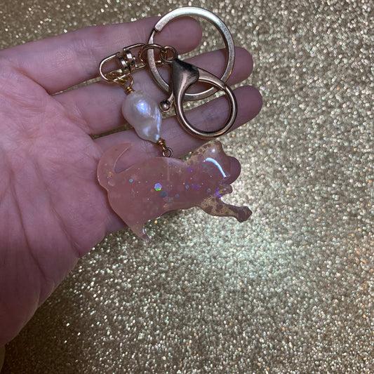 Pink kitty keychain