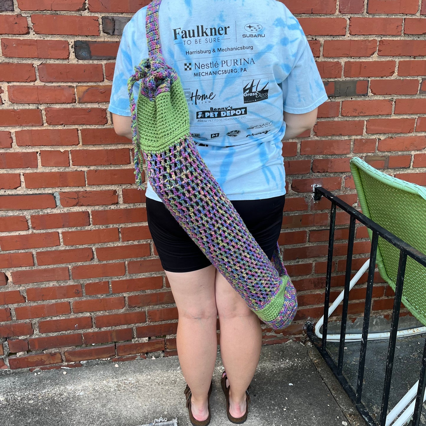 Green and rainbow Yoga bag