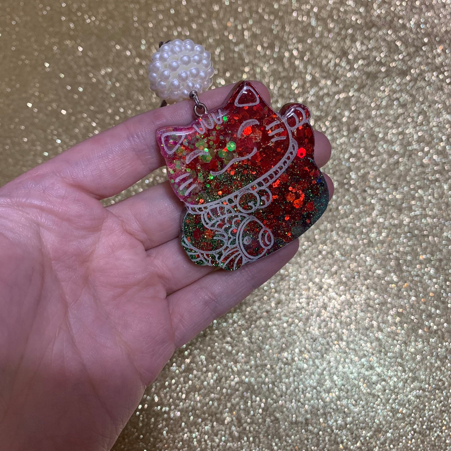 Christmas kitty keychain