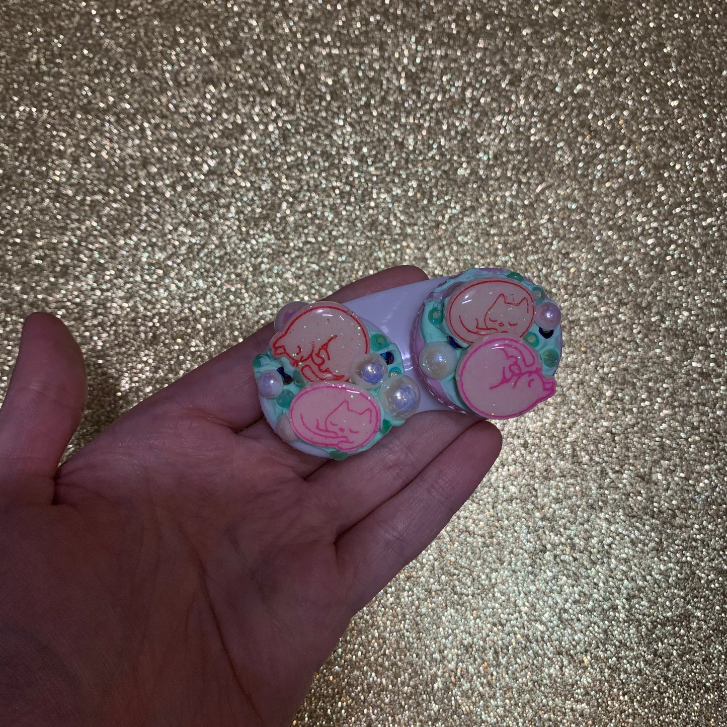 Pink cat contact case