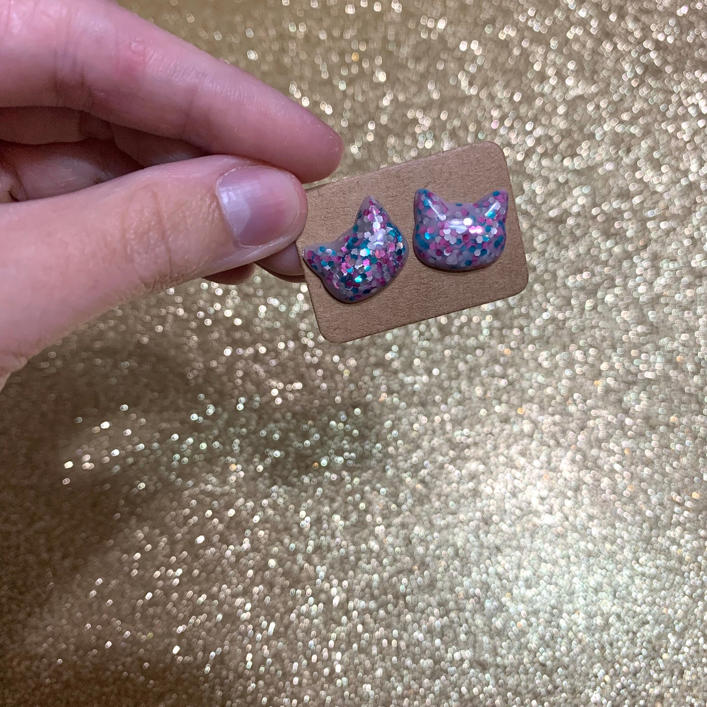 Rainbow cat head studs