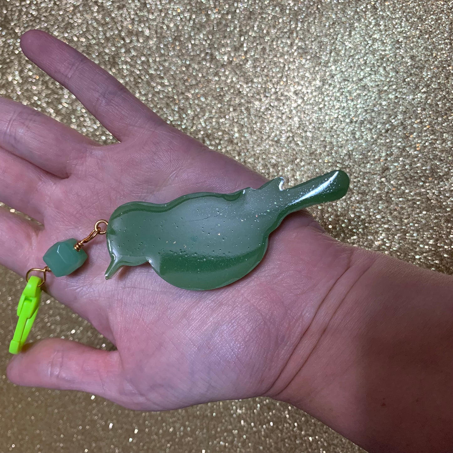 Green birdie keychain