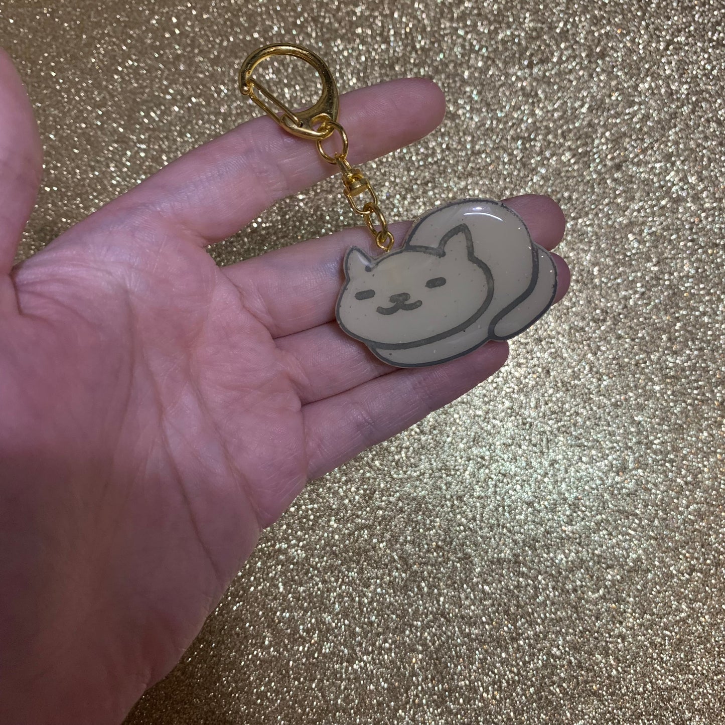 Gray kitty keychain