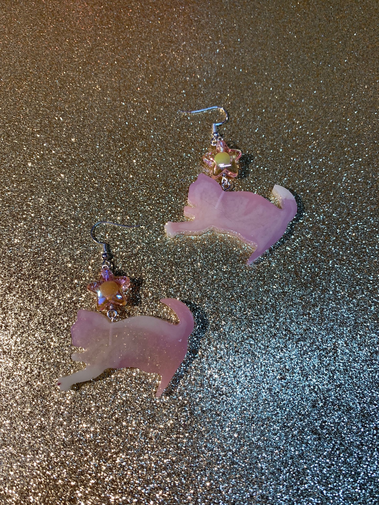 Light pink cat earrings