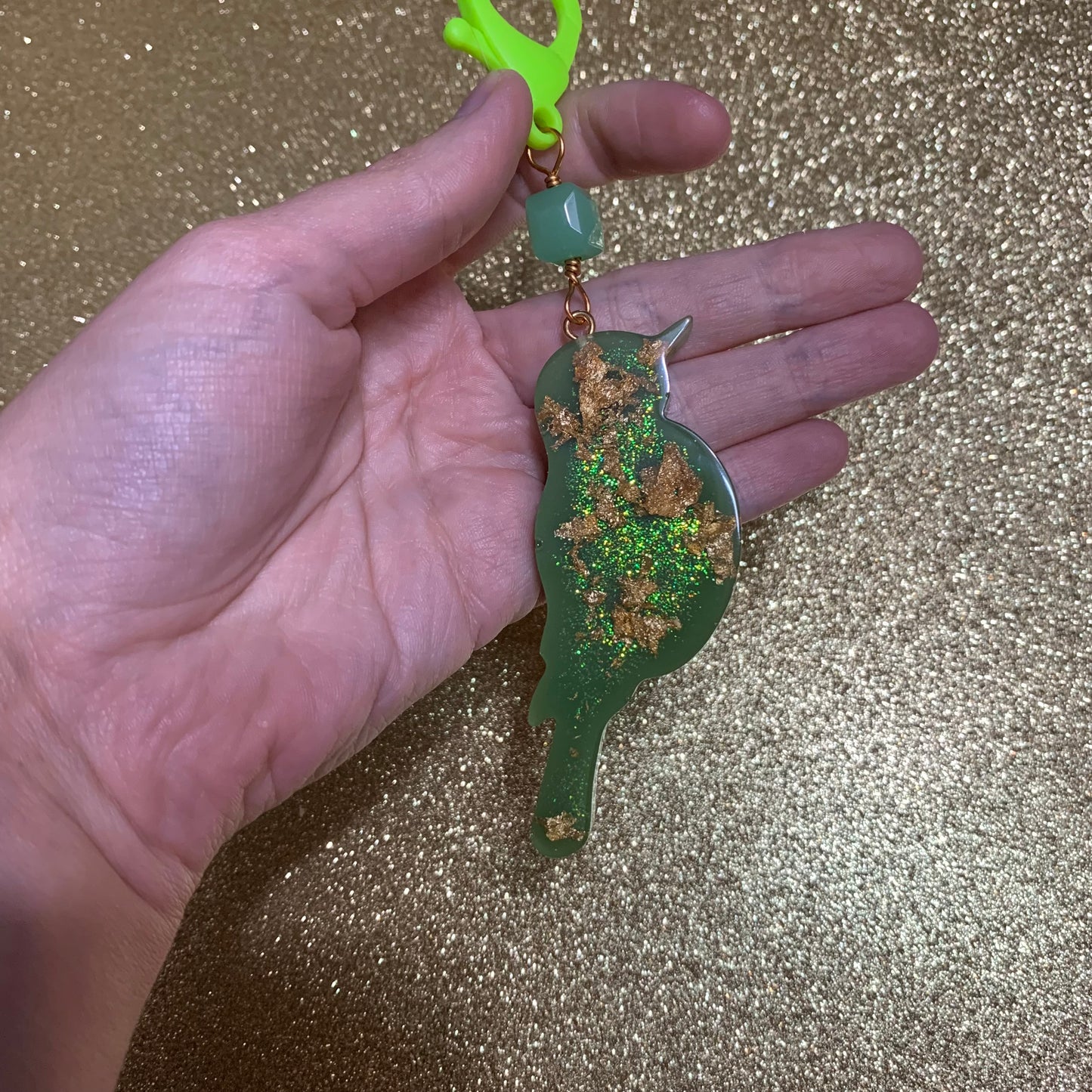 Green birdie keychain