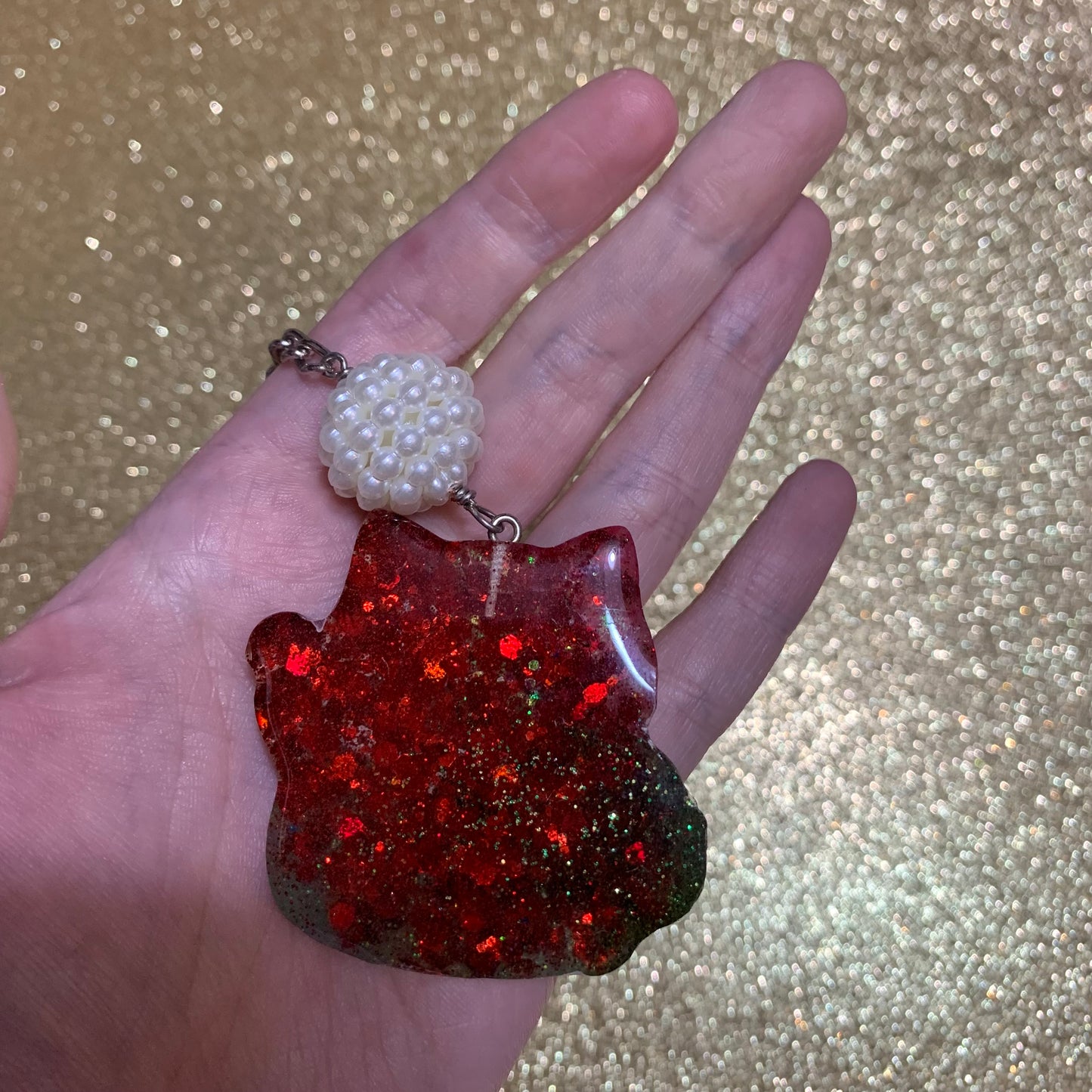 Christmas kitty keychain