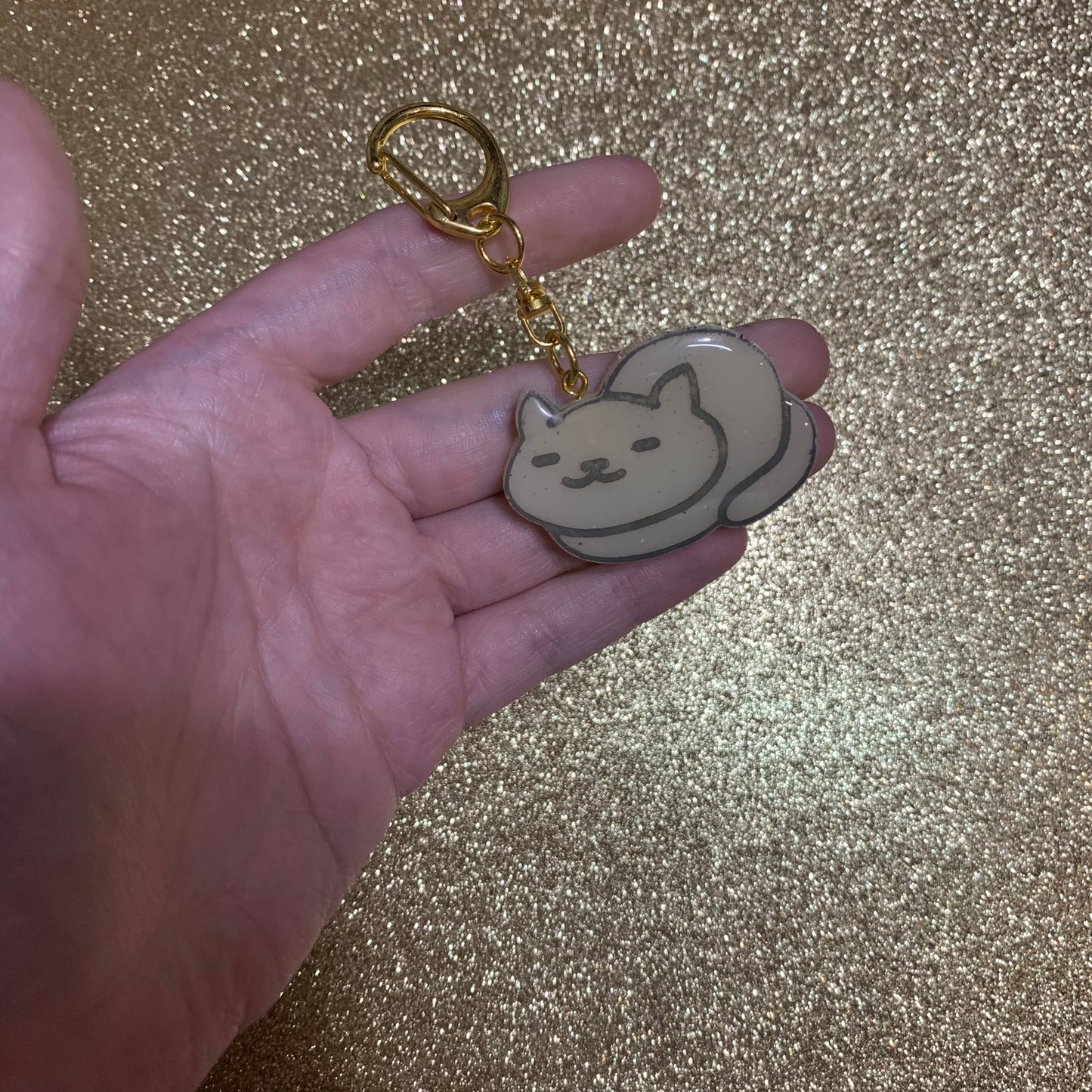 Gray kitty keychain