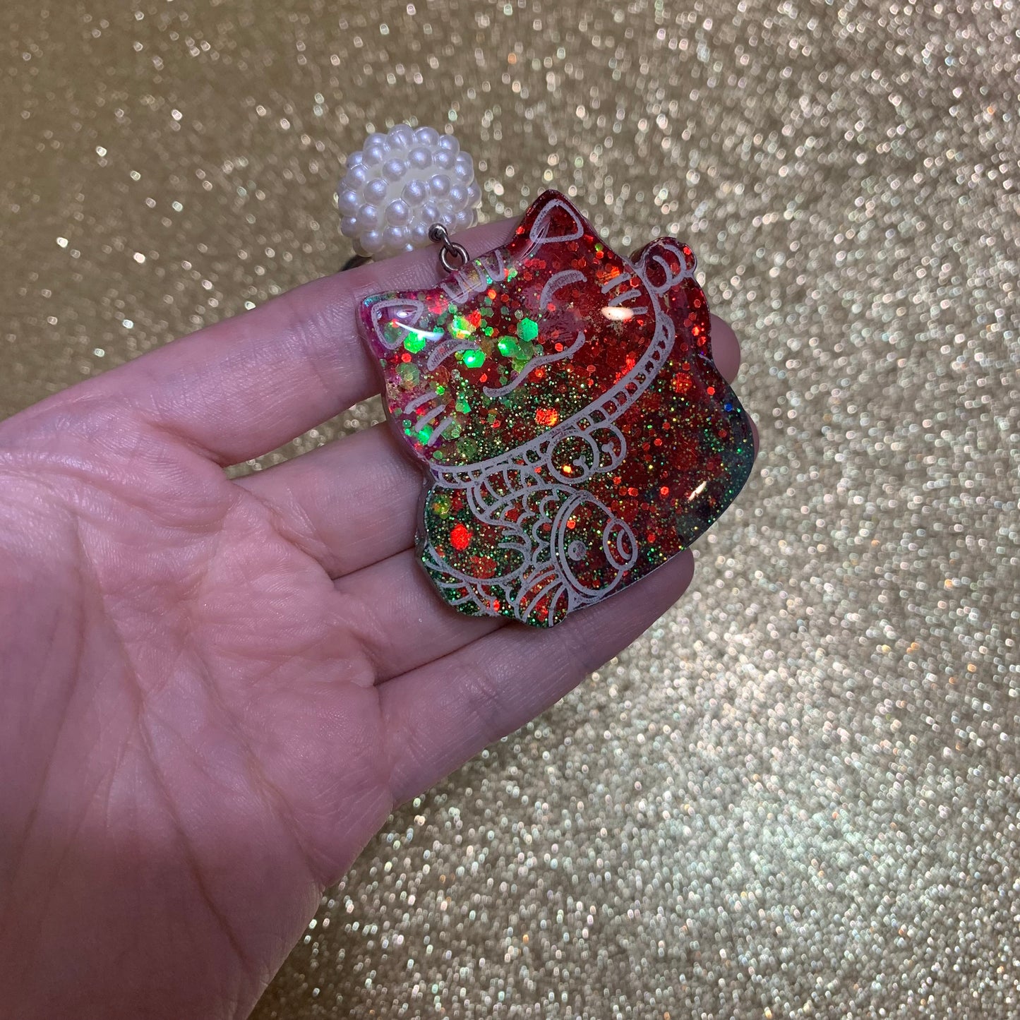 Christmas kitty keychain