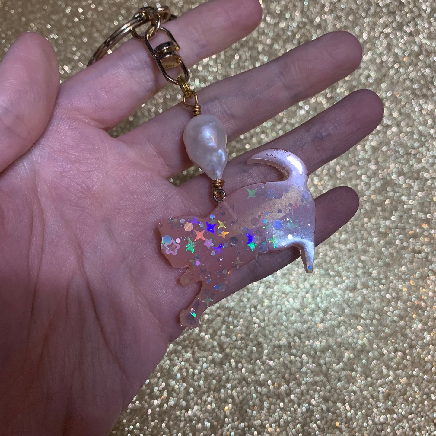 Pink kitty keychain