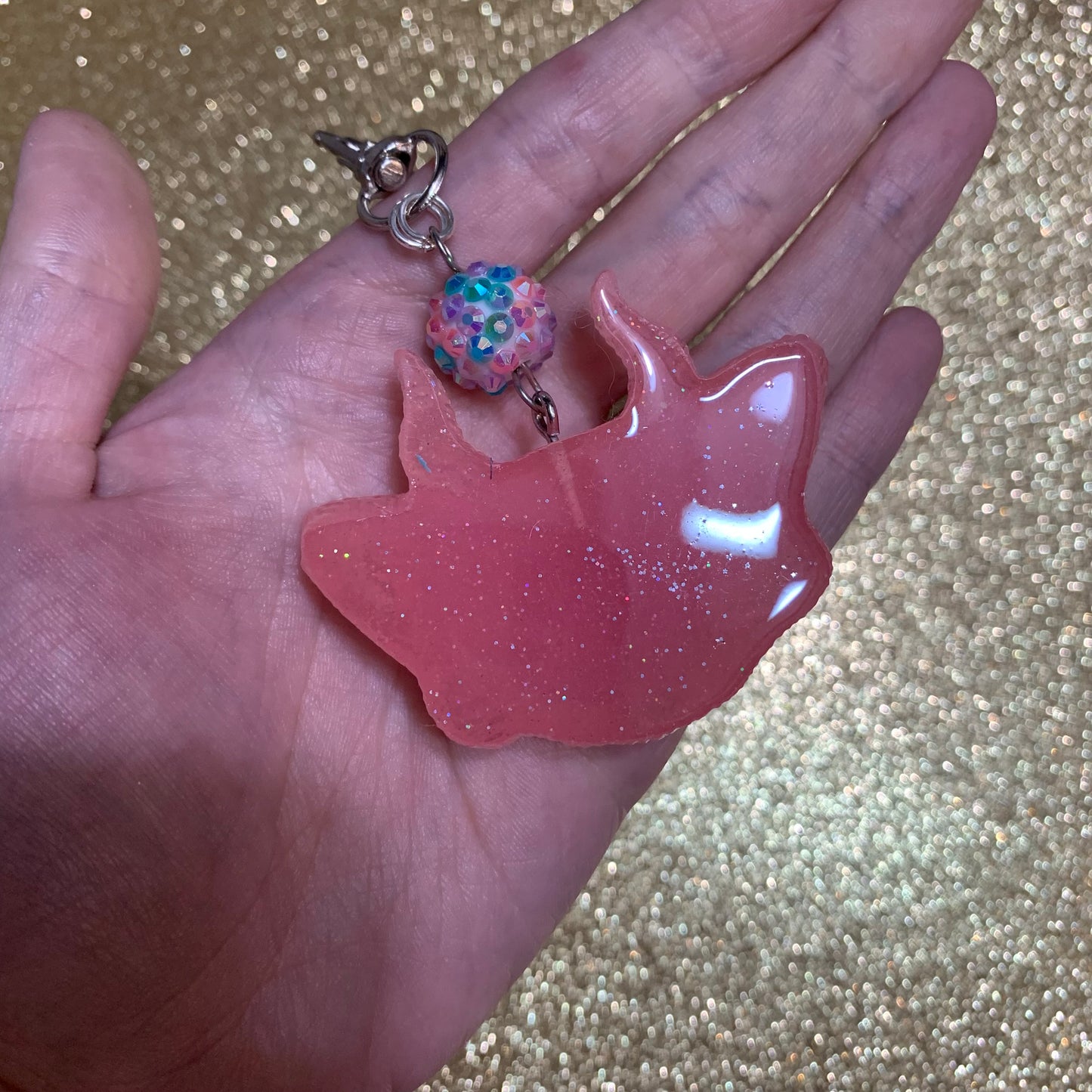 Pink holographic, which kitty keychain