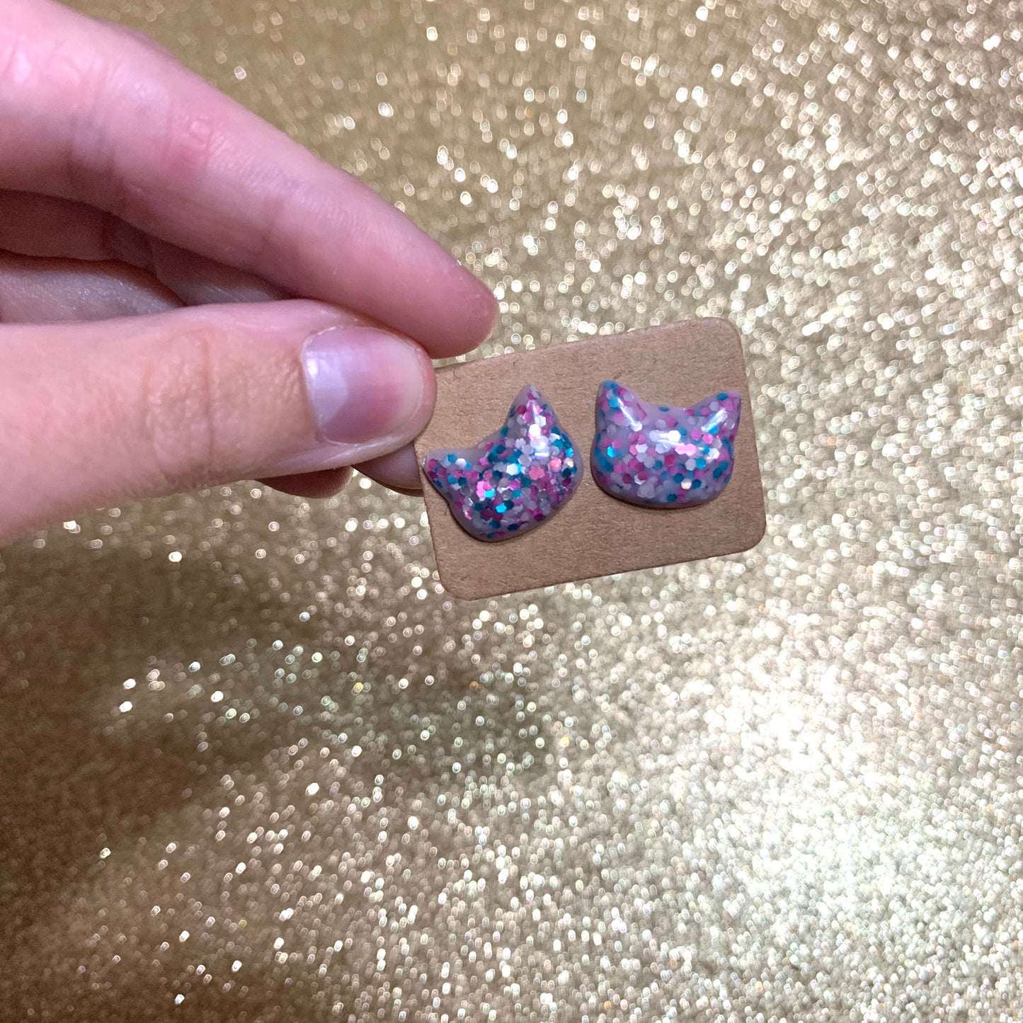 Rainbow cat head studs