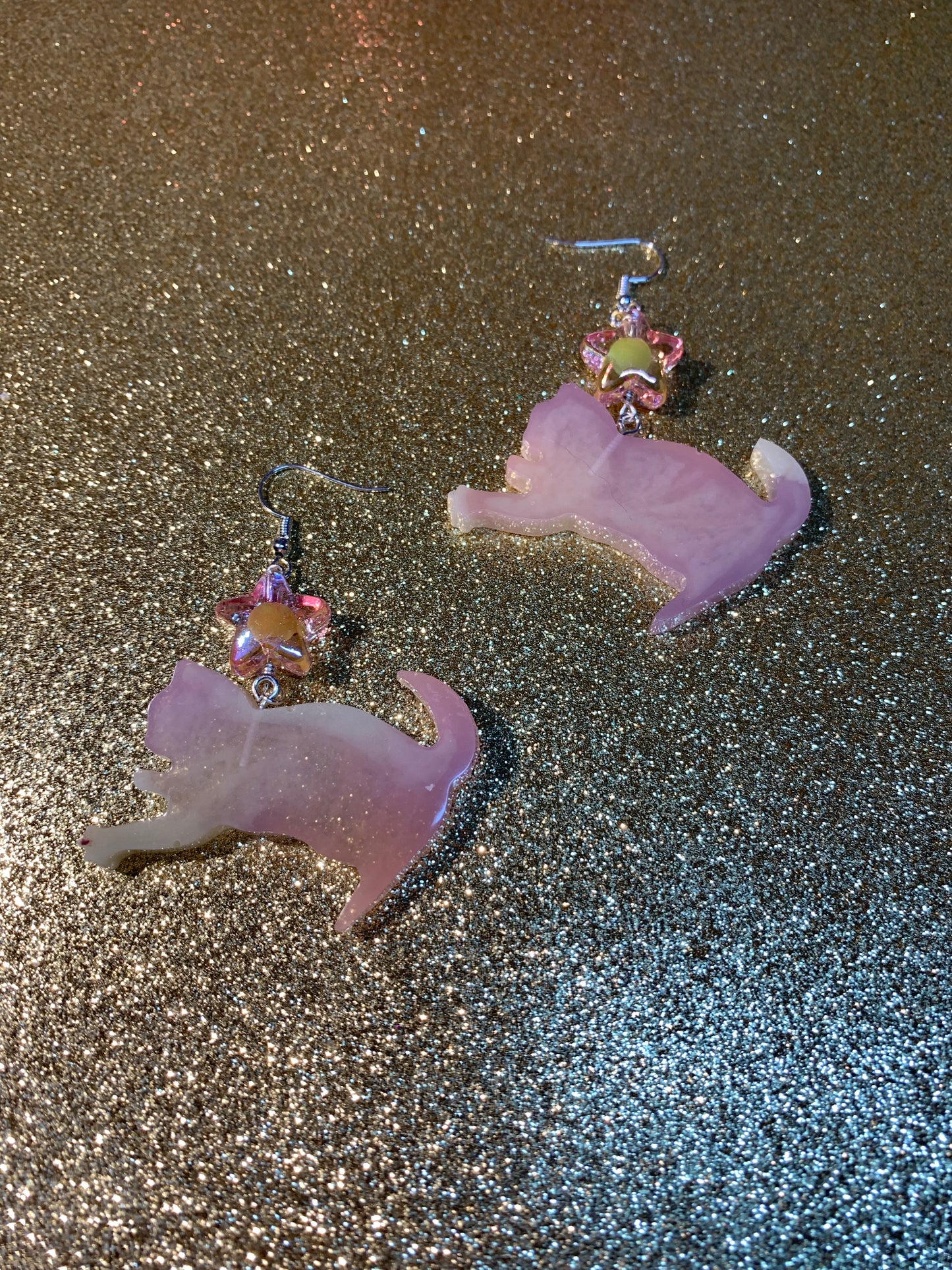 Light pink cat earrings