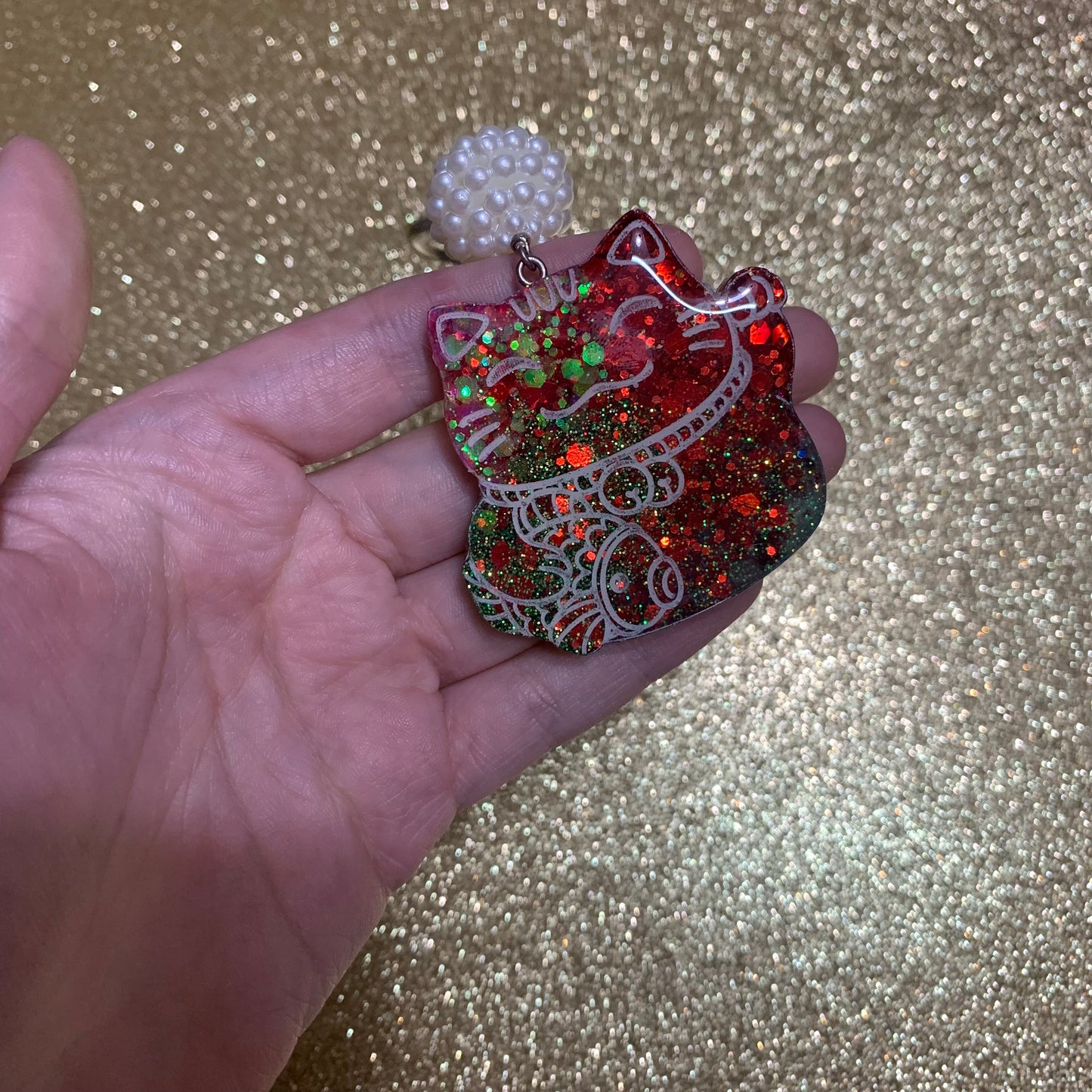 Christmas kitty keychain